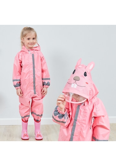 Çocuk Tek Parça Yağmurluk Erkek Ve Kız Hafif Kapşonlu Panço Sarı