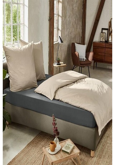 5 Adet Düz Pamuklu Tek Kişilik 80 X 200 X 30 Cm Lastikli Penye Çarşaf Gri-beyaz