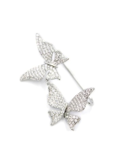 İkili Kelebek Kıkırdak Küpe - Gümüş Çok Renkli