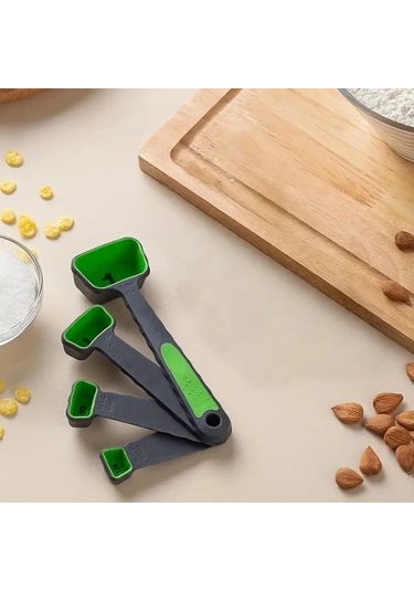 Honeybeeshop Mavi Ölçekli Plastik Katlanır Ölçü Kaşığı Ve Bardak Seti Pişirme Aletleri Mavi
