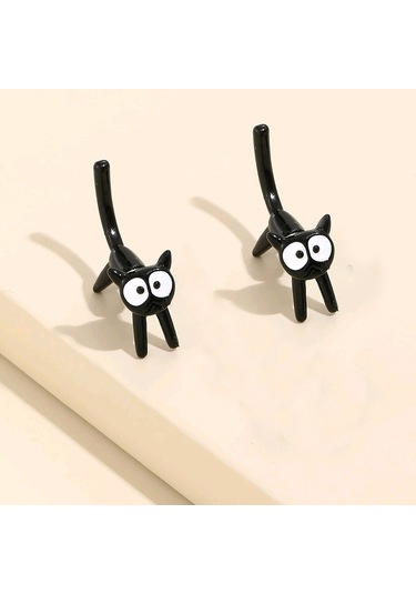 Sevimli Kedi Yavrusu Minimalist Küpe, Yaratıcı Çıkarılabilir Küpe Stili 4