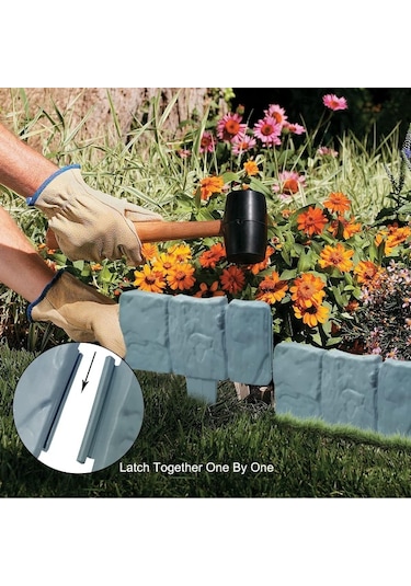 Büro Ev Ofis Yazlık Hobi Bahçesi İçin Taş Görünümlü Bahçe Çiti Açık Gri