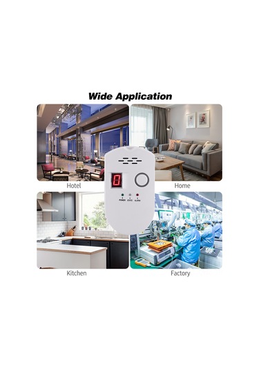 Aubyhe Eu Plug Lpg Gaz Alarmı - Yüksek Hassasiyetli Sayısal Gösterge, Yangın Tehlike Tespit Cihazı Beyaz Abs