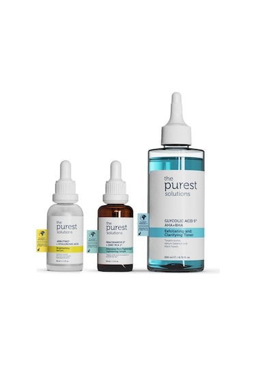 The Purest Solutions Exfoliating And Clarifying Toner 200 ML + Intensive Pore Tightening & Lightening Serum 30 ML + Exfoliating Facial Peeling 30 ML