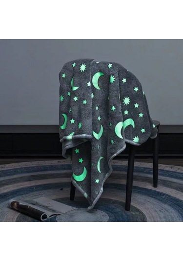 Xiyyadms Gri Ay Desenli Parlak Flannel Battaniye - Işık Veren, Hafif Ve Nem Geçirgen - 1x1.5m Kutulu Çocuklar İçin Uyku Koltuk K覆盖物 Gri