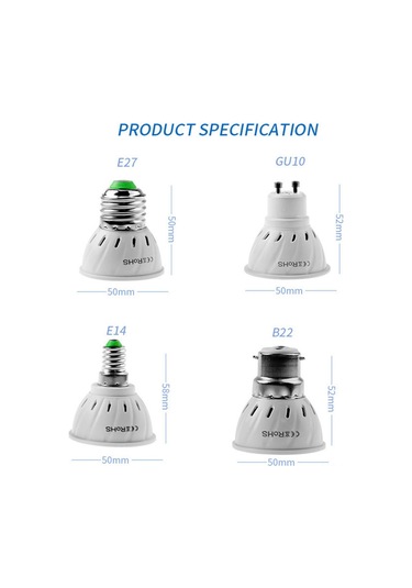 Konesam 220v Led Isık Kaynağı E27 Tutucu 60 Led 2835 250lm 3w 2800-3200k Sıcak Beyaz Plastik Spot Işık