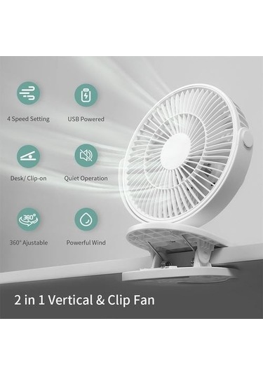 Mini Klip Masa Fan Şarj Edilebilir 360 Döndürmek Için Taşınabilir Usbfan Ev Ofis Yurt Ve Yatak Odası Soğutucu Sx4pyc Beyaz
