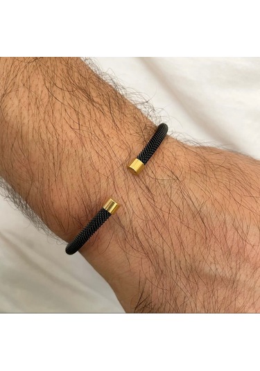 Siyah Çelik Bileklik Siyah - Altın