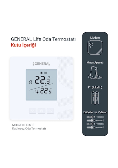 Mitra Ht16s Rf Kablosuz Oda Termostatı - Beyaz