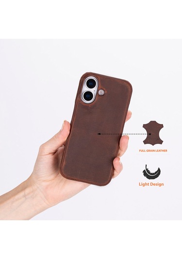 Bloomcase Ultimate Jacket Saddle Brown - Apple Uyumlu iPhone 17 6.3" Hakiki Deri Kılıf Kahverengi