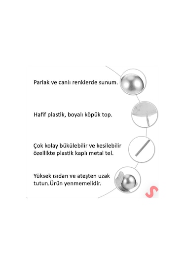Çubuklu Süsleme Topu, 2cm X 10 Adet - Beyaz