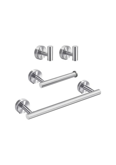 Novahub 4'lü Set Paslanmaz Çelik Banyo Havlu Askısı - Gümüş Renk Pratik Kullanım Gümüş