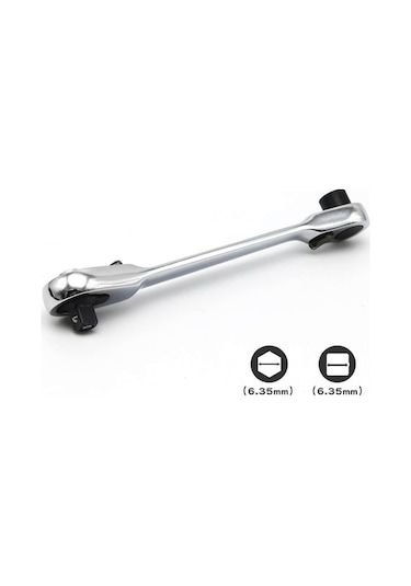 Pazly Tornavida Soket Hızlı Cırcır Çift Anahtarı 14" Inch Rod