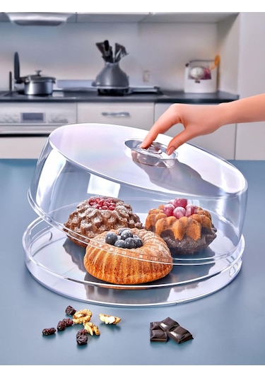 Ny Home 2li Yuvarlak,sunum Tepsisi Ve Kek Fanusu Maxi Boy Şeffaf