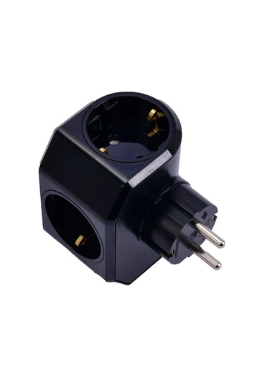 Topraklı 3lü Fiş-priz Siyah Yonca Plus