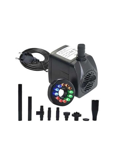 Pazly 1000l/s Renkli Işıklı Akvaryum Pompası, 9 Nozullu, Ayarlanabilir Akış, Sessiz Çalışma