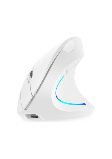 Lemestar Dikey Ergonomik Kablosuz Mouse - 2.4g+bt5.1, 3 Seviye Dpı 800/1600/2400 , Rgb Işık, Şarj Edilebilir, Beyaz Optik