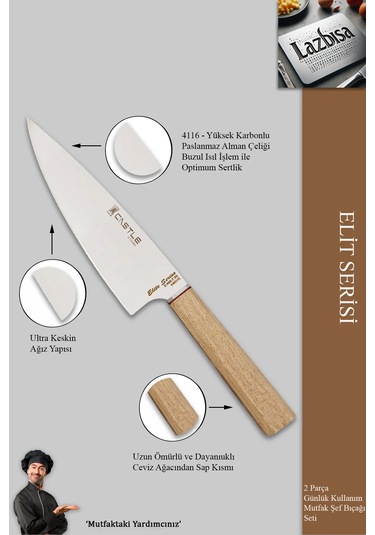Elite Serisi Mutfak Bıçak Seti 2 Li Et Sebze Şef Bıçak Mft-1276