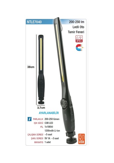Nt Tools Ntle7040 Ledli El Feneri 250 Lümen Siyah
