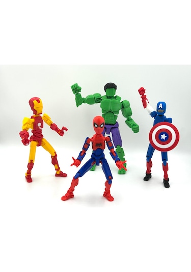 Hulk, Ironman, Captain America Spiderman Avengers Dörtlü Marvel Kahraman 3d Baskı Dummy Figür Set Avengers Karakterleri