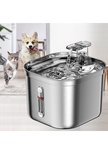 Ecronicword Paslanmaz Çelik Kedi İçme Çeşmesi Evcil Köpek 2200 ML