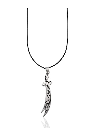 Oya Silver Mat İşlemeli Hz. Ali Zülfikar Gümüş Kolye Ucu 6x1.2cm Oyot324