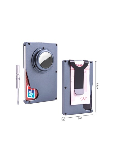 Airtag İçin Tracker Kart Tutucu Anti Loss Rfıd Cüzdan Kart Tutucu Gri