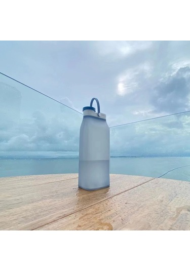 600ml Doğa Sporları Taşınabilir Silikon Katlanır Su Bardağı Minimalist Seyahat Büyük Kapasiteli Süt Şişesi Pembe Pembe