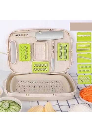 Dancemonkey Bej Katlanır Ev Kesme Tahtası, 9'u 1, Pratik Tasarım Fonksiyonel Bej