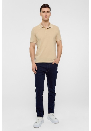 SÜVARİ Bej Slim Düz Polo Yaka Tişört-38583 Bej