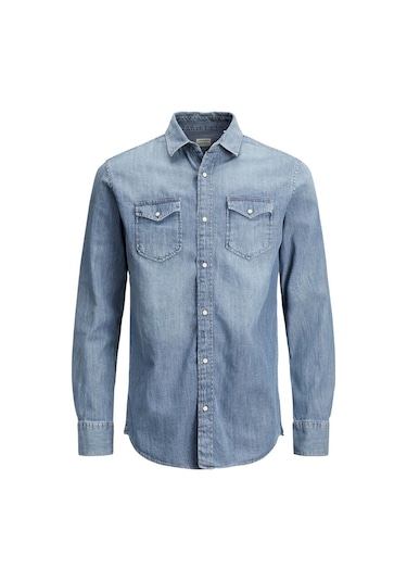 Jack&jones Jjesheridan L/s Noos Erkek Gömlek-12138115-medium Blue Denim Mavi