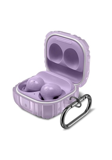 Samsung Galaxy Buds 2 - Buds Pro - Buds 2 Pro Uyumlu Darbe Emici Sert Silikon+ Askılık Lila