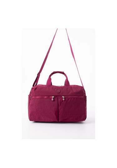 Seyehat Spor Çantası Kabin Boy Valiz 45 35 Cm Omuz Ve Çapraz Askılı Hafif Klinkır Çanta Su İtici Fuşya