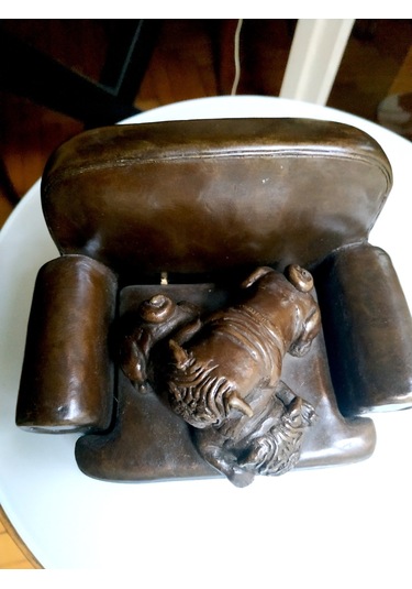 Omeniv Antika Ağır Döküm Köpek Pug Heykel Biblo Figür Damgalı