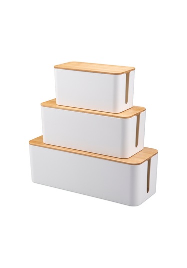 Wezone Koyu Siyah Orta Boy Plastik Kablo Düzenleyici Kutusu - Ev Elektrik Soketleri Ve Kabloları İçin Organizatör Aleti