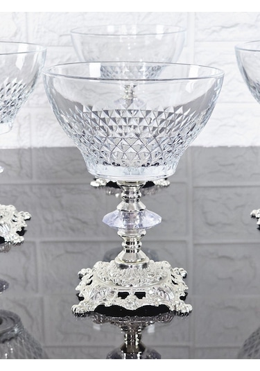 Paşabahçe Serisi Infınıty Kase & Magnolıa Kase & Dondurmalık & Şekerlik Kare Gümüş Döküm Ayaklı Naturel