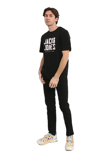 Jack & Jones Göğüs Logo Baskılı Tişört Grow 12249613 Siyah