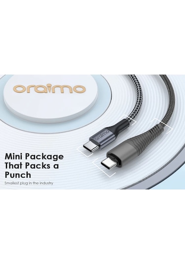 Geeksen Oraimo Ocd-cc11a Type-c'den Type-c'ye 2m Uzunluklu Gri Veri Kablosu