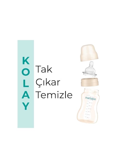 Mamajoo Gold Plus İkili Biberon 250 Ml & Anti-kolik Silikon Biberon Emziği M