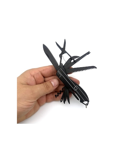 Valkyrie 11 Fonksiyonlu Kamp Cep Çakısı Multitool Siyah