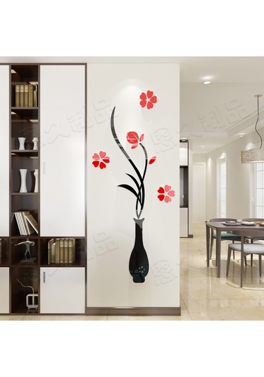 Jeehugo Kırmızı Çiçek Desenli Akrilik 3d立体 Duvar Sticker - 60x150 Cm Büyük Boy, Ev Dekorasyonu İçin Salon/tv Duvarı/entrance Zenginleyici, Kaliteli Ve Dayanıklı Malzeme Diğer