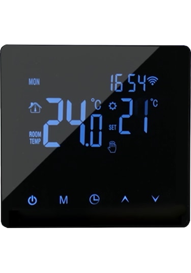 Reedark Siyah Wifi Akıllı Su Isıtma Termostati - Lcd Dokunmatik Ekran, Uygulama Kontrolü, Haftalık Programlama, 3a