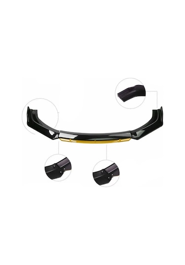 Sarı 4 Parça Ön Lip Universal Ön Tampon Eki Piano Black Sarı Renk