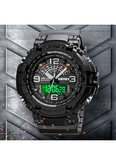 Skmeı Kuvars Dijital Elektronik Erkek Saati 3 Zaman Modu Tarih Hafta Çalar Saat Arka Aydınlatma 5atm Su Geçirmez Erkek Moda Spor Saatleri Bileklik Günlük Yaşam İş Erkekleri İçin Hediyeler Gri Kamuflaj Diğer