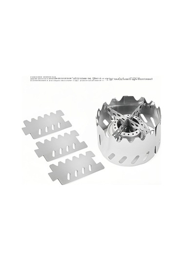 Yifomall Kompakt Alüminyum Alkol Ocağı 100ml + Paslanmaz Çelik 3 Parça Rüzgar Engeli + Çapraz Ayaklı Tutucu - Kamp, Yürüyüş İçin Isı Kaynağı, Kazan/tencere Uyumlu Gümüş