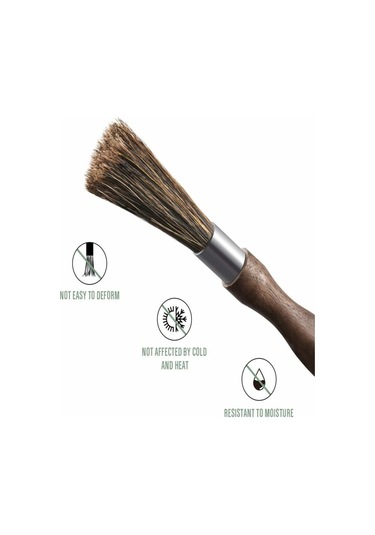 Kahve Öğütücü Temizleme Fırçası Doğal Domuz Kılı Ceviz Saplı, Askılı Dikey