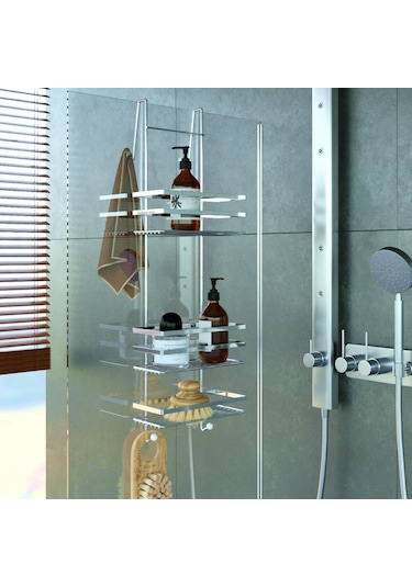 Teknotel Üç Katlı Asmalı Banyo Duş Rafı Krom Lm580 Krom