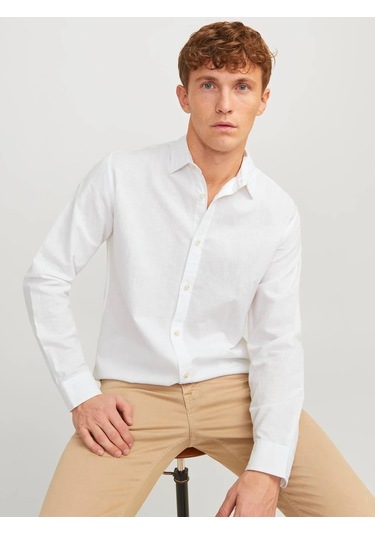 Jack & Jones Jjesummer Erkek Keten Gömlek Beyaz 12248384 Beyaz