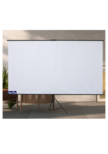 221x124 Cm Mat Beyaz-siyah Tripod Ayaklı Taşınabilir Ve Duvar Kul