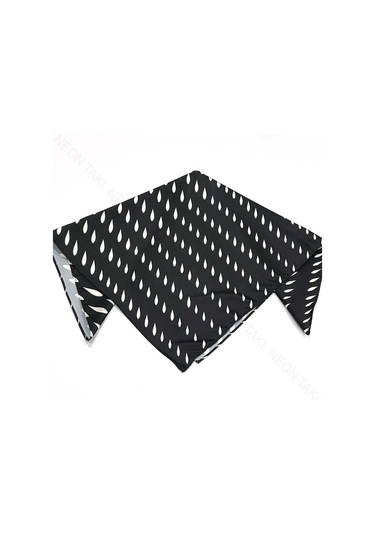Siyah Fon, Beyaz Damlalar, Fular 6, 57cmx55cm Siyah Beyaz